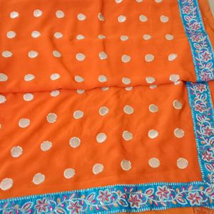 Women Saree Orange Colour