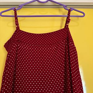 Maroon Polka Dot Stripped Top