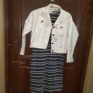 Women Or Girls Dress Denim.jacket Combo Imported S