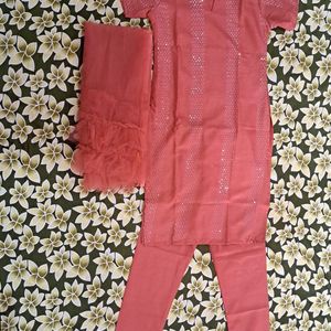 Ruffled Duppatta Kurta Pant Set