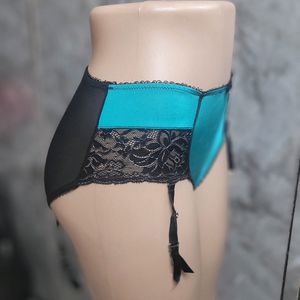 Green/Black Panty With Garter