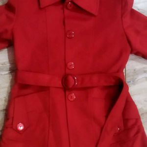 Korean Asthetic Red Colour Coat