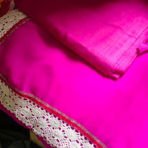 Soft White Border Pink Saree