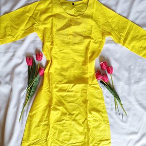 Brand New Yellow Pure Cotton Kurtha