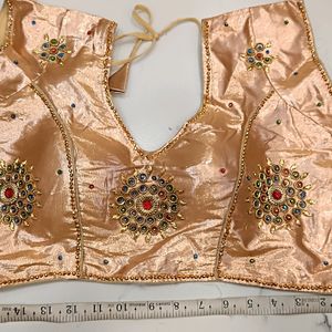 fancy golden blouse with stone work