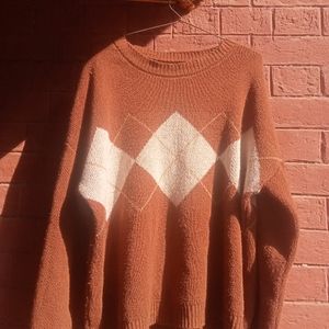 Pinterest Brown Argyle Sweater Oversized