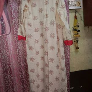 White & Pink Colour Kurti