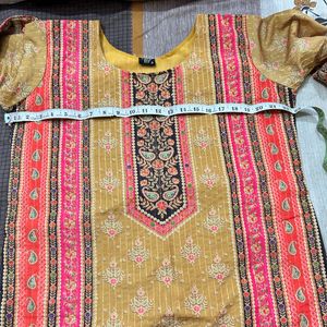 Mustard Pakistani Kurta Set Sequins Work