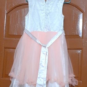 Peach With White Colour Short Frock For Girls k