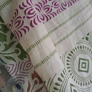 Pure Cotton Saree With Printed