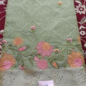 Printest Style Cotton Green Saree
