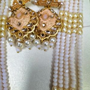 Light Peach Colour Kundan Set