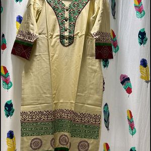 New Kurti With Neck Embroidery Work