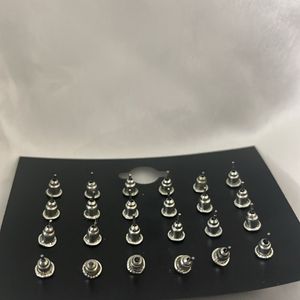 Silver Coloured Earings Set Of 12