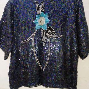 Multi Colour Shiny Sequin Top For Women's