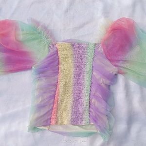 New Multi Colour  Crop Top ( Soft Net)