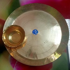 Brand New Bronze Plate, Brass Bowl, One Saree Free