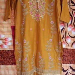 Beautiful Turmeric Yellow Coloured Patiyala Suit