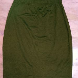 Olive Green Slit Skirt