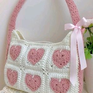 Cute Crochet Heart Shoulder Bag