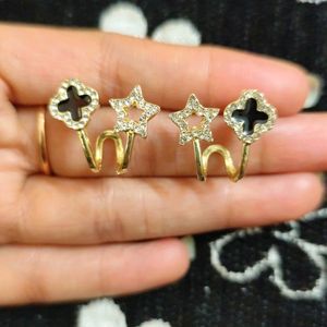 Korean Black Studded Earrings