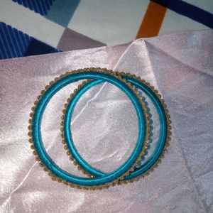 Sky-blue Threaded Bangles