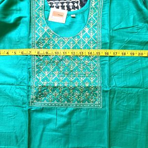 Sequence Work Neck Stitched Green Kurta