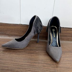 Grey Velvet 4 Inch Heels, Size 35