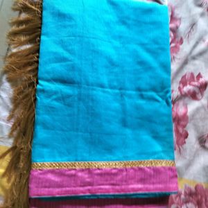 Unused Blue And Pink Saree