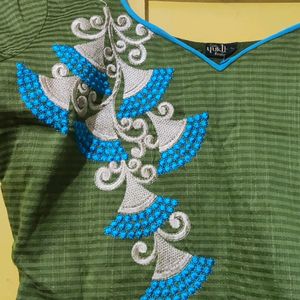 Premium Olive And Blue Color Kurta