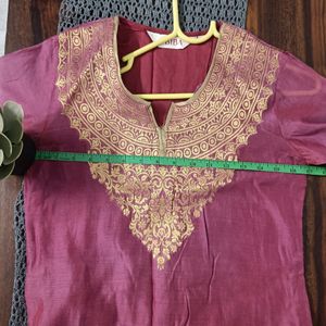 Pale Pink Dual Shade Kurta w Gold