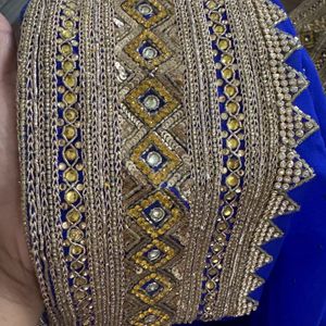 Royal Blue Embroidered Heavy Saree