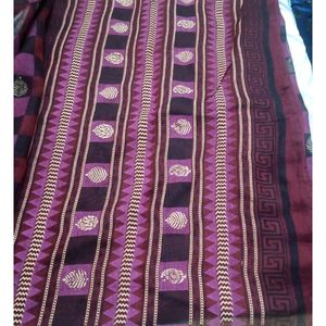 Multicolour Pure Cotton Saree With Blouse Pic