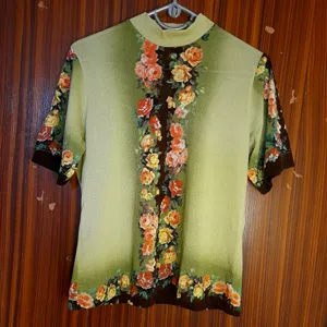 Warm Winter Top Half Sleeve Floral Pattern