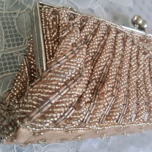 Peach Beaded Clutch