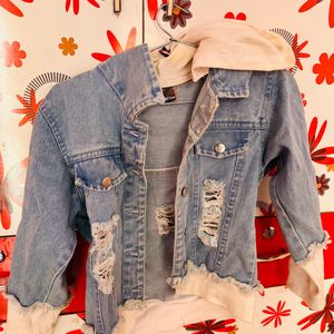 Cool Denim Jacket With Cap