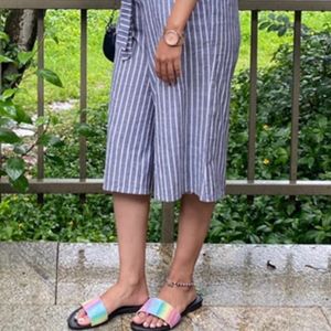 Grey Striped Culottes