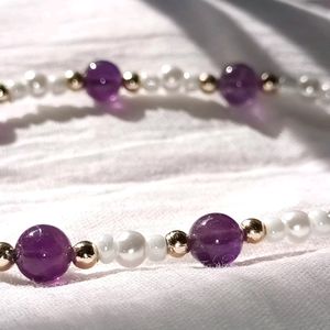 NEW HANDMADE AMETHYST WITH PEARL NECKLACE