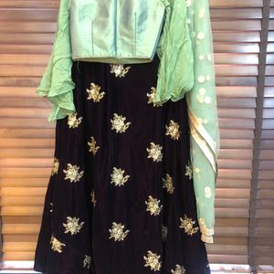 Crop Top Skirt With Dupatta