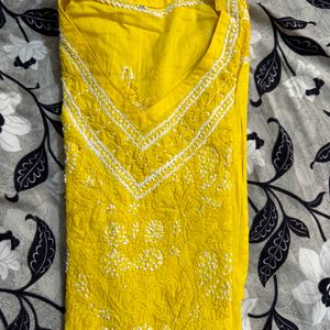 Chikankari Yellow Kurti