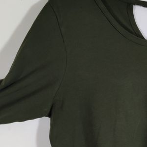 Green Full Sleeves Round Neck Top (Women's)