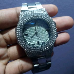 (Pack Of 2 )New Iced Out Men Watch  Diamond Cryst