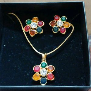 Avon Brand New Rainbow Pendant Set 24k Gold Plated