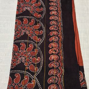 Rust Pure Cotton Saree with Blouse