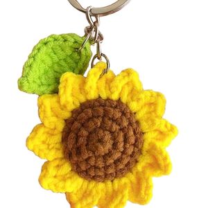 Crochet sunflower keychain