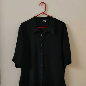 Oversized Black Collar Shirt