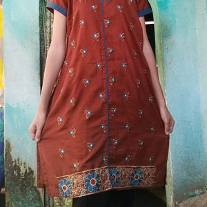 Flower Print Brown Kurti