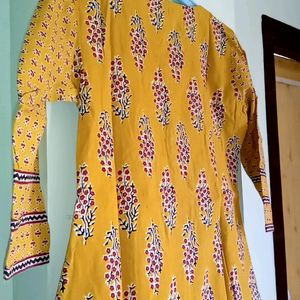 Brand Soch Mustard Colour Kurti With 3/4 Sleeves