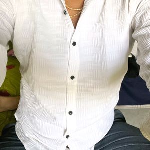 White Popcorn Shirt For Party Wear