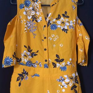 Deewa, Women mustard Yellow & Blue Printed Cold Sh